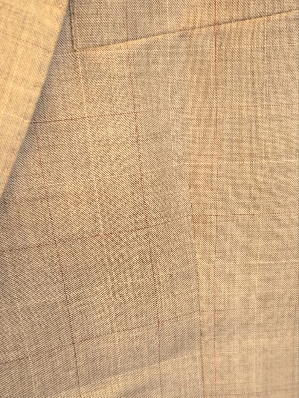 Lands End E.Thomas Super 130s Wool Suit 41R 36R Tan Plaid Italy Fabric Portugal
